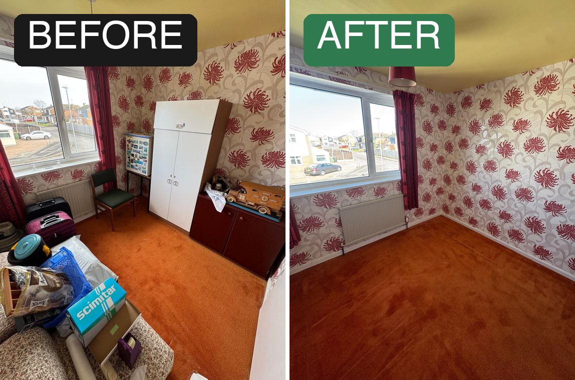 Bedroom house clearance in the Midlands — before and after