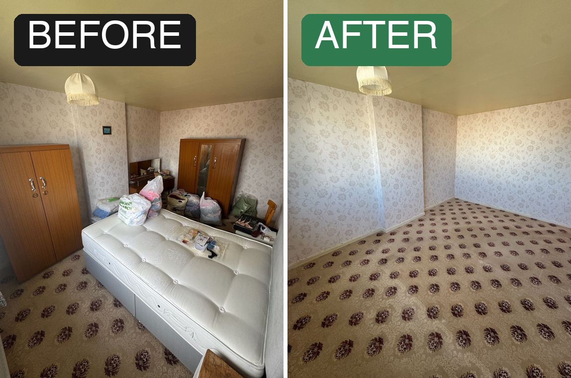 Full bedroom clearance — before and after